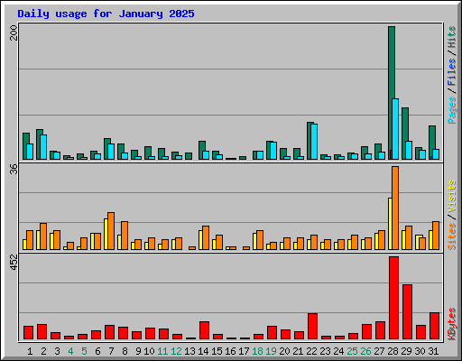 Daily usage for January 2025